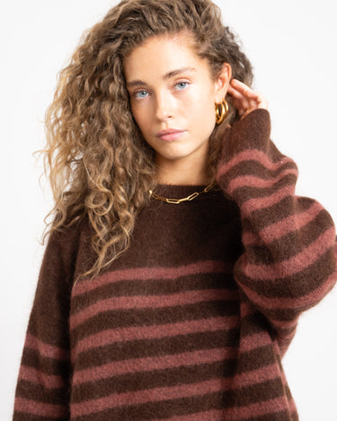TILTIL Mulla Striped Mohair Pullover Bruin - Things I Like Things I Love