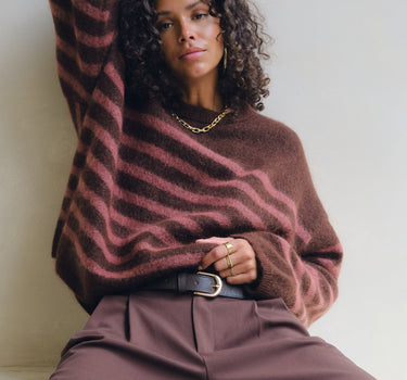 TILTIL Mulla Striped Mohair Pullover Bruin - Things I Like Things I Love