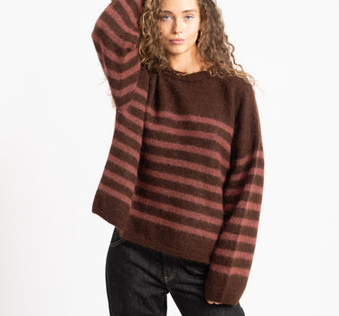 TILTIL Mulla Striped Mohair Pullover Bruin - Things I Like Things I Love