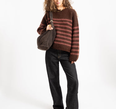 TILTIL Mulla Striped Mohair Pullover Bruin - Things I Like Things I Love