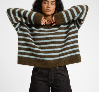 TILTIL Mulla Striped Mohair Pullover Dark Green - Things I Like Things I Love