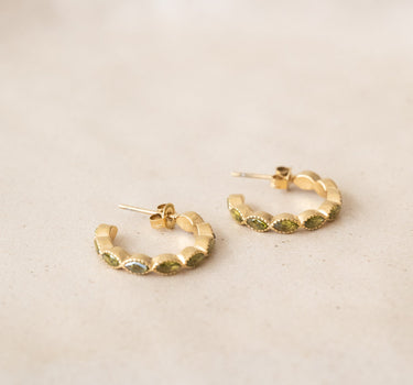 TILTIL Multi Stone Hoop Earrings Gold - Things I Like Things I Love