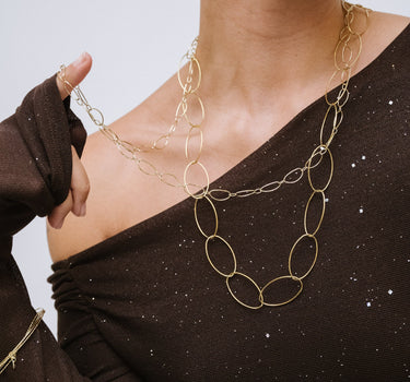 TILTIL Necklace Organic Hoops Long Gold - Things I Like Things I Love