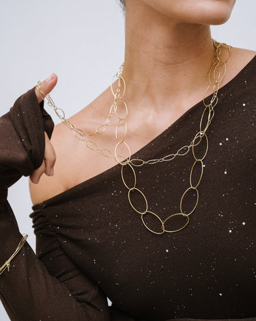 TILTIL Necklace Organic Hoops Long Gold - Things I Like Things I Love