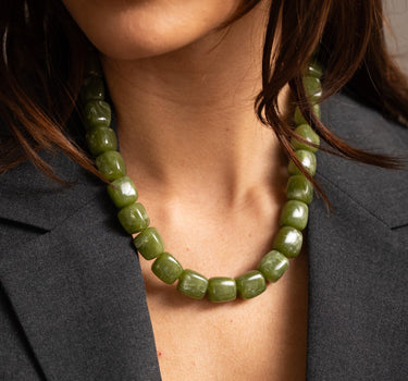 TILTIL Necklace Square Bead Avocado Green - Things I Like Things I Love