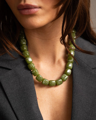 TILTIL Necklace Square Bead Avocado Green - Things I Like Things I Love