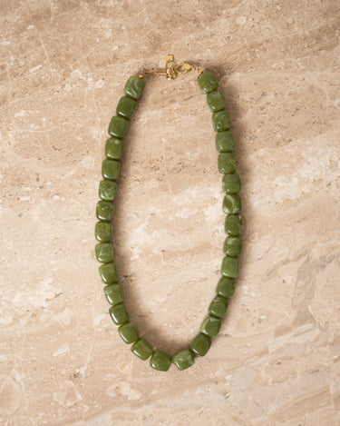 TILTIL Necklace Square Bead Avocado Green - Things I Like Things I Love