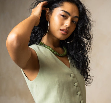 TILTIL Necklace Square Bead Avocado Green - Things I Like Things I Love