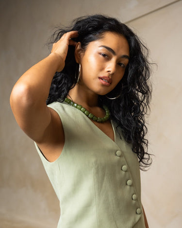 TILTIL Necklace Square Bead Avocado Green - Things I Like Things I Love