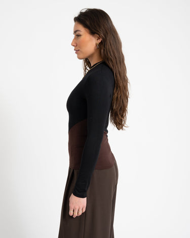 TILTIL Nela High Neck Longsleeve Black Brown - Things I Like Things I Love