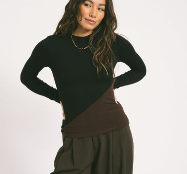 TILTIL Nela High Neck Longsleeve Black Brown - Things I Like Things I Love