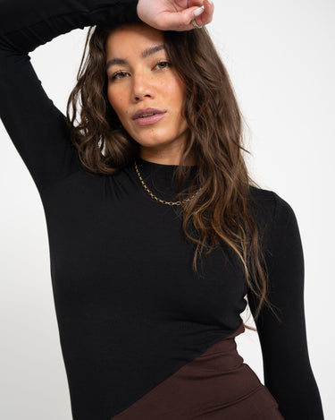 TILTIL Nela High Neck Longsleeve Black Brown - Things I Like Things I Love