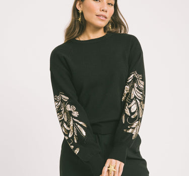 TILTIL Noel Embroidered Pullover Black - Things I Like Things I Love