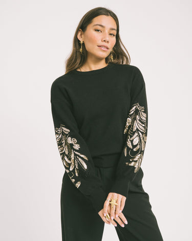 TILTIL Noel Embroidered Pullover Black - Things I Like Things I Love