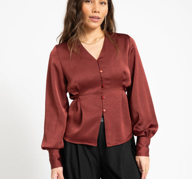 TILTIL Nova Satin Blouse Bordeaux - Things I Like Things I Love