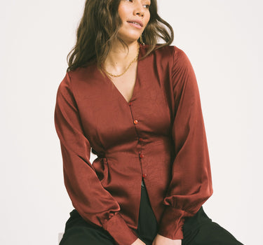 TILTIL Nova Satin Blouse Bordeaux - Things I Like Things I Love
