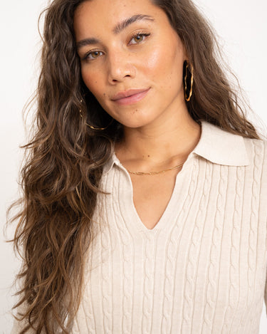 TILTIL Pelle Polo Knit Beige One Size - Things I Like Things I Love