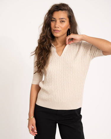 TILTIL Pelle Polo Knit Beige One Size - Things I Like Things I Love