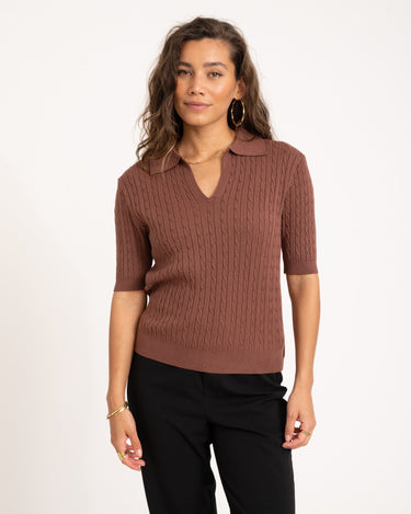 TILTIL Pelle Polo Knit Brown One Size - Things I Like Things I Love