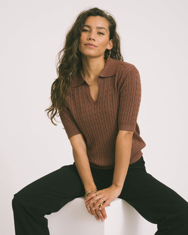 TILTIL Pelle Polo Knit Brown One Size - Things I Like Things I Love