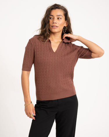 TILTIL Pelle Polo Knit Brown One Size - Things I Like Things I Love