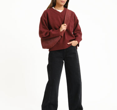 TILTIL Percy V-Neck Pullover Bordeaux - Things I Like Things I Love