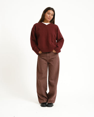 TILTIL Percy V-Neck Pullover Bordeaux - Things I Like Things I Love