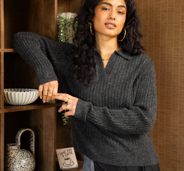 TILTIL Pero Polo Knit Grey Melange - Things I Like Things I Love