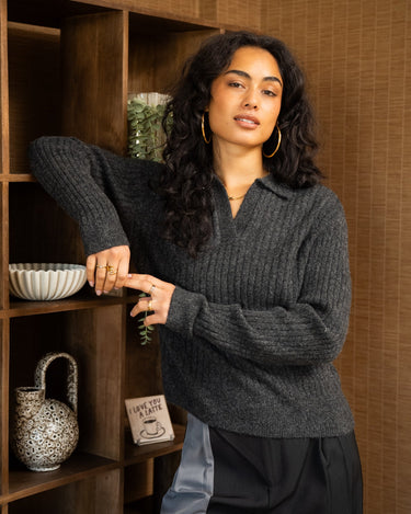 TILTIL Pero Polo Knit Grey Melange - Things I Like Things I Love