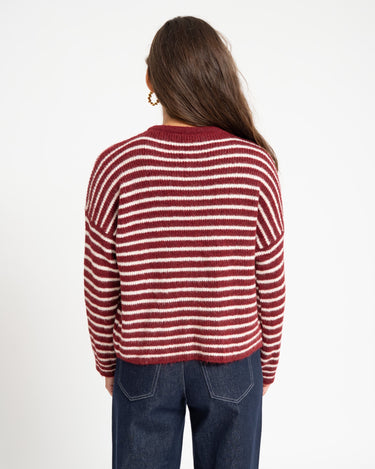 TILTIL Petra Cardigan Striped Bordeaux One Size - Things I Like Things I Love