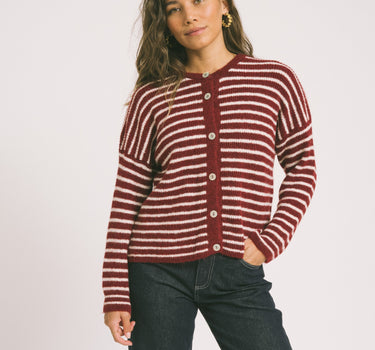 TILTIL Petra Cardigan Striped Bordeaux One Size - Things I Like Things I Love