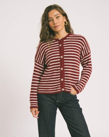 TILTIL Petra Cardigan Striped Bordeaux One Size - Things I Like Things I Love