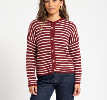 TILTIL Petra Cardigan Striped Bordeaux One Size - Things I Like Things I Love