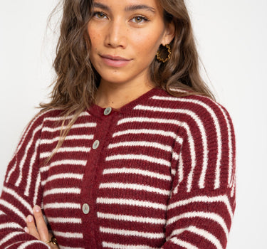 TILTIL Petra Cardigan Striped Bordeaux One Size - Things I Like Things I Love