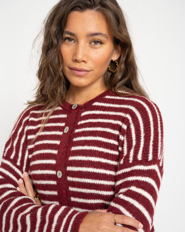 TILTIL Petra Cardigan Striped Bordeaux One Size - Things I Like Things I Love