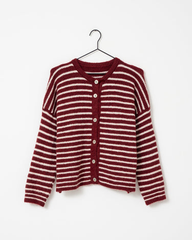 TILTIL Petra Cardigan Striped Bordeaux One Size - Things I Like Things I Love