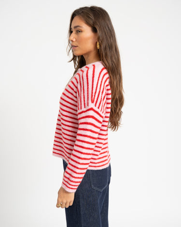 TILTIL Petra Cardigan Striped Pink Red One Size - Things I Like Things I Love