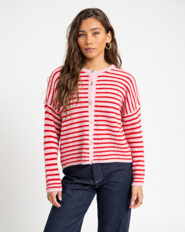 TILTIL Petra Cardigan Striped Pink Red One Size - Things I Like Things I Love