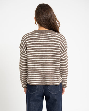 TILTIL Petra Cardigan Striped Taupe One Size - Things I Like Things I Love