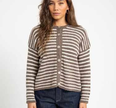 TILTIL Petra Cardigan Striped Taupe One Size - Things I Like Things I Love