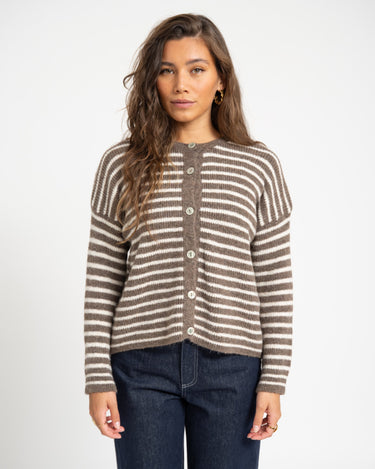 TILTIL Petra Cardigan Striped Taupe One Size - Things I Like Things I Love