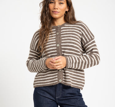 TILTIL Petra Cardigan Striped Taupe One Size - Things I Like Things I Love