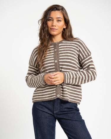 TILTIL Petra Cardigan Striped Taupe One Size - Things I Like Things I Love