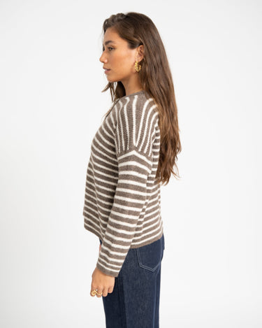 TILTIL Petra Cardigan Striped Taupe One Size - Things I Like Things I Love
