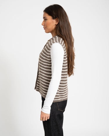 TILTIL Petra Vest Stripe Taupe One Size - Things I Like Things I Love