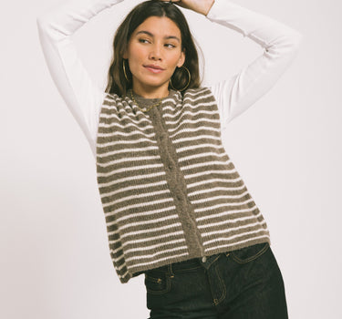 TILTIL Petra Vest Stripe Taupe One Size - Things I Like Things I Love