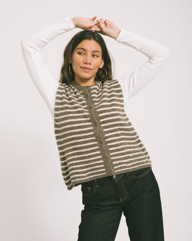 TILTIL Petra Vest Stripe Taupe One Size - Things I Like Things I Love