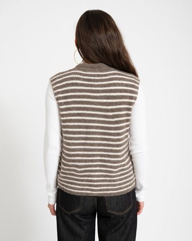TILTIL Petra Vest Stripe Taupe One Size - Things I Like Things I Love