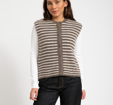 TILTIL Petra Vest Stripe Taupe One Size - Things I Like Things I Love