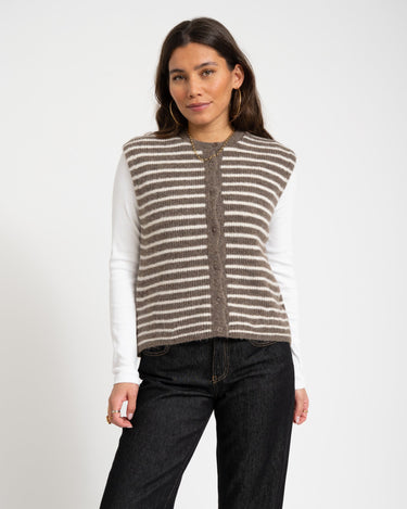 TILTIL Petra Vest Stripe Taupe One Size - Things I Like Things I Love